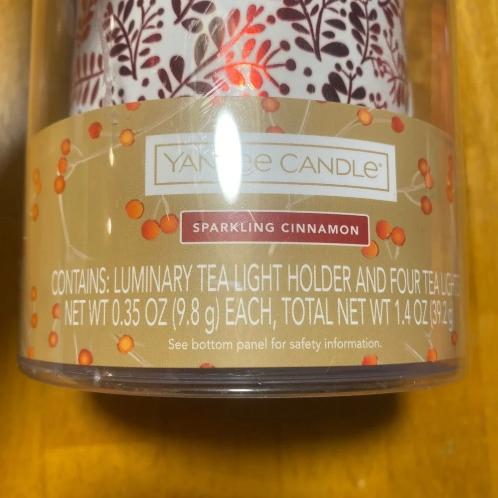 Yankee Candle Luminary Tea Light Holder Set White Red Sparkling Cinnamon